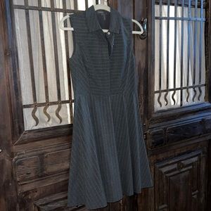 Vince Camuto tuxedo inspired grey pinstriped dress